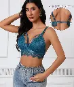Bralette de encaje sexy para mujer, con cuello en V, lencería y ajustable