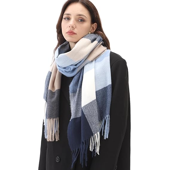 Bufandas de invierno para mujer, bufanda gruesa de gran tamaño, bufanda cálida para otoño, bufandas grandes de tartán, chal envolvente, regalos para damas, manta larga a cuadros