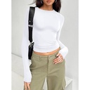 Camisas de manga larga para mujer, básicas, ombligueras, ajustadas, lindas prendas de otoño Y2K, Blanco